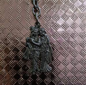 Radha Krishna keychain silver