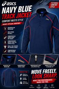 Navy blue Asics track jacket 