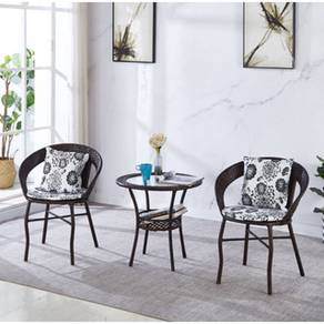 Two Rattan Chairs And One Table Garden Desk Sets