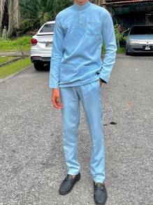 baju melayu elrah exclusive colour dusty blue