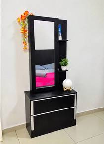 Black Dressing Table with Mirror and Storage
