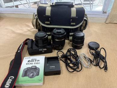 Canon EOS 550D DSLR Set + 3 Lenses