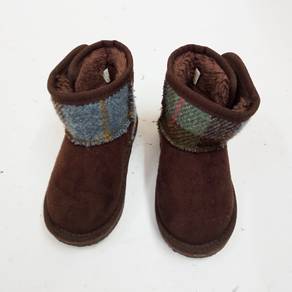 Harris Tweed Brown and Blue Herringbone Kids Boots