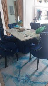 Meja makan chesterfield 6 seater