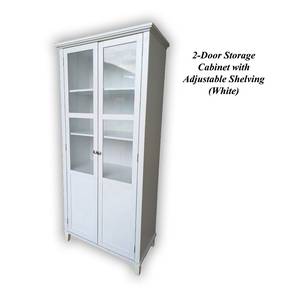 White 2-Door Storage Cabinet with Adjustable Shelf