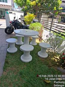 set meja batu terazzo