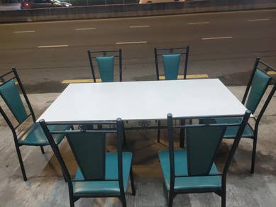 dining table set with 6 chair marble 