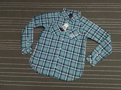 X GIRL gauze plaid ranglan woman M