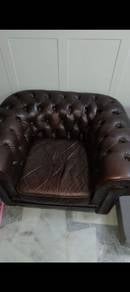 single Sofa Chesterfield leather brown 1 only 