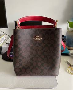 Authentic Coach Bucket Bag-Brown Red