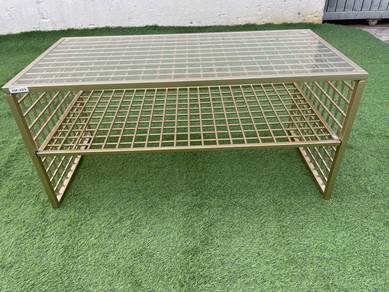 YE67A Meja Kopi Besi 3.5Ft Glass Top Coffee Table