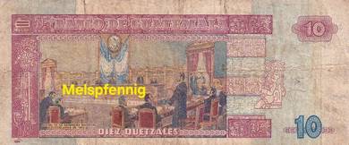 1995 Guatemala 10 Quetzales Banknote