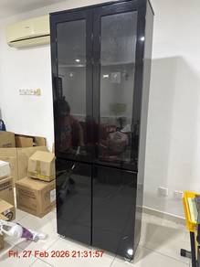 Wooden Book Shelf with Glass Doors