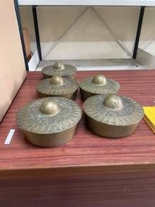 Set of 5 Vintage Brass Gongs