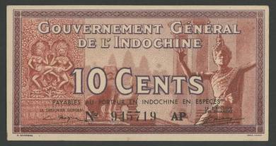 French Indochina 10 cents (1939) P85d  vf