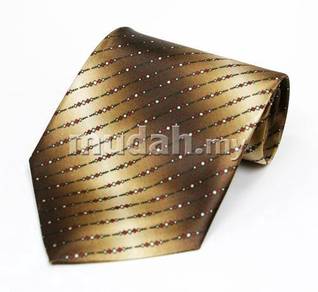 Et197a Hand Made Men Formal Brown Striped Neck Tie