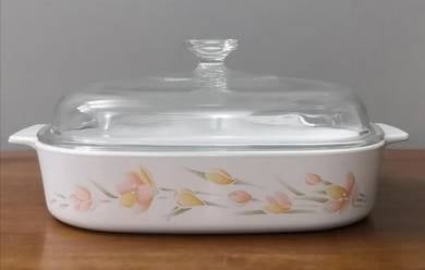 Mangkuk corningware peach floral casserole bowl