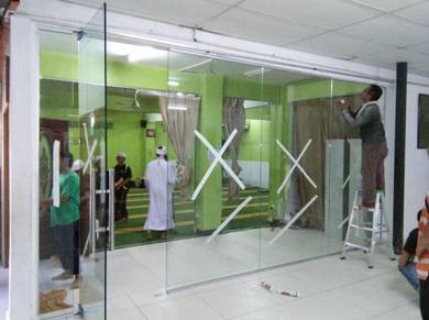 DINDING KACA TAHAN PECAH l glass wall install