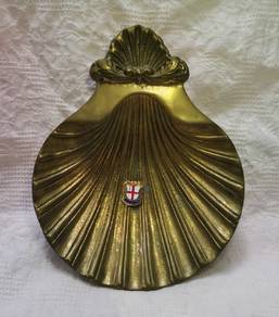 Vintage Brass Shell Ashtray, Shell Soap Dish, Hand