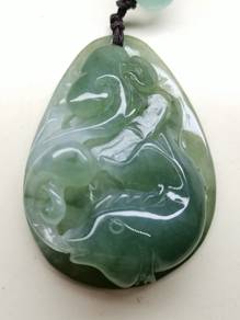 Liontin Ikan Giok Jadeite Jed Burma Asli Gred A
