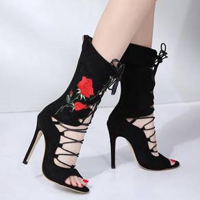 Black rose boots high heels party RBH0217