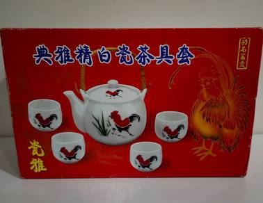 Rooster Ceramic Tea Pot Tea Cup Set