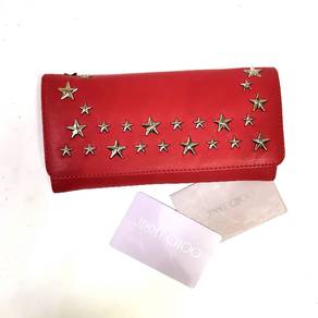 JIMMY CHOO Leather NINO Star Studded Bifold Wallet