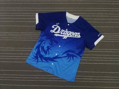 Dragon asics biru sublimation baseball jerseys L