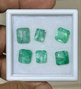 6pcs Permata Zamrud Asli 20carat total.