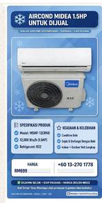 aircond midea 1.5hp