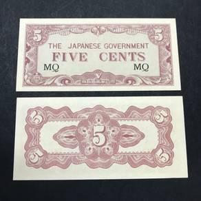Japan Malaya JIM 5 cents Prefix MQ   - UNC