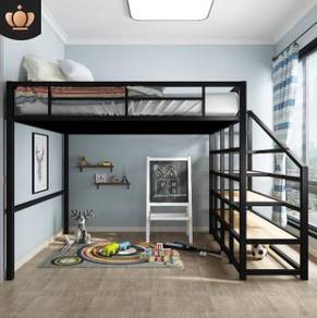 Double decker loft bed frame child mattress 5