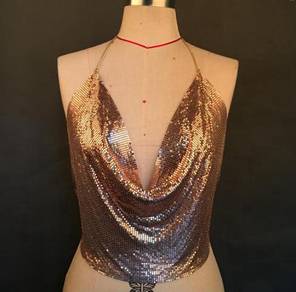 Gold white orange pink black silver sexy top