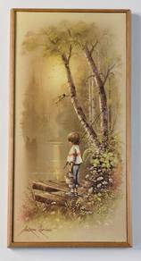 Lakeside Fishing Lithograph Print