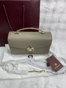 Authentic Aigner Mina Crossbody Bag S Feather Grey
