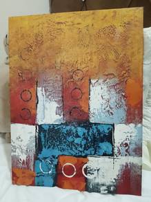 Modern Abstract Textured Canvas Painting / Lukisan