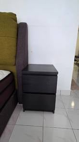 Black 2-Drawer Nightstand