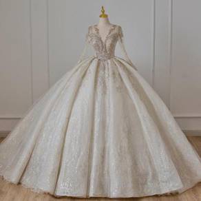 Cream glitter wedding bridal dress gown RB2414