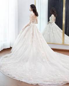 Ivory long sleeve wedding bridal gown RB1164