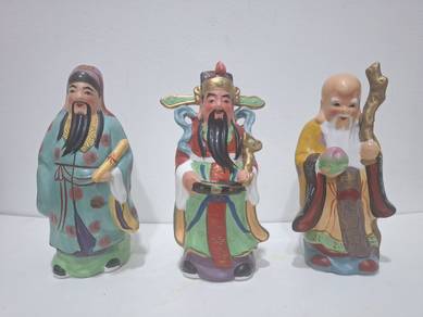 Fu Lu Shou (福禄寿) Ceramic Figurines – Set of 3