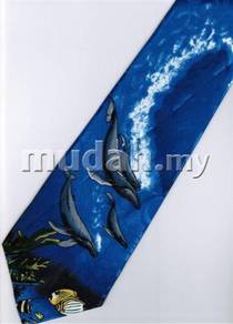 Fish Dolphin Marine Life Coral Novelty Neck Tie 2