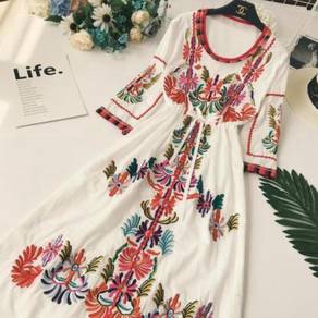 Tribal boho bohemian long sleeve maxi prom dress