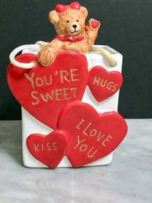 Ceramic Teddy Bear Vase/Container