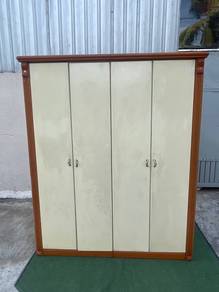 YA87BB  Almari Baju 7 ft  4 Door  Wardrobe Creamy
