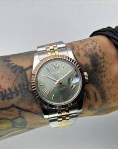 Custom Seiko Mod 36mm 2-Tone Rose Gold Olive Roman