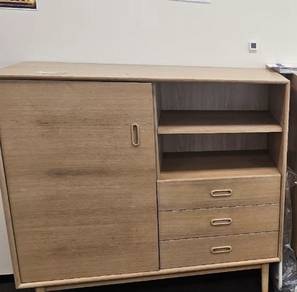 Wooden Storage Cabinet with Shelves & Drawers