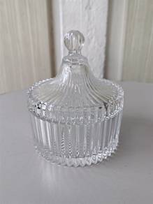 Elegant Clear Ribbed Glass Jar with Lid