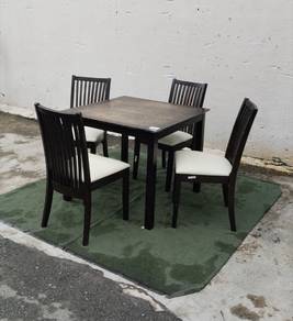 PK148 Meja Makan Kayu Wood Dining Table 1+4 Chairs