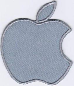 Apple Logo SILVER GREY Badge Iron On Patch