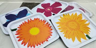 Floral Square Serving Trays x 5